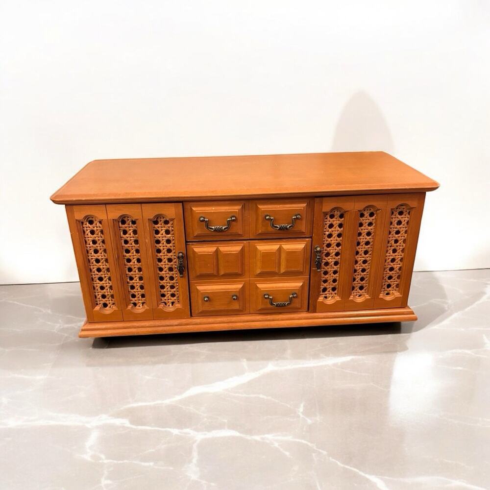 Vintage Tundra Jewelry Box 8 Drawer Wood Boho Retro MCM Mid Century Chest 80's
